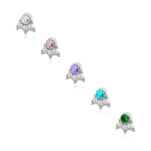 16g-18g Implant Grade Titanium Internally threaded Mercury Top, Bezel setting Cubic Zirconia, works only Ruwse's 18g and 16g threaded backs