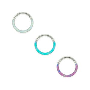 18 g titanium voorkant synthetisch opaal voor septum, kraakbeen, lob piercing hoepel, scharnierende hoepel, voorkant clickerring, oorbelring