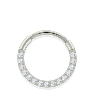 Clicker Ring: 20g Titanium Front Cubic Zirconia for Daith, Helix, Cartilage, Septum and Lobe Piercings