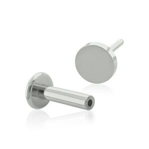 20g to 14g Titanium Push-in Studs, Threadless Flat end with Push-in back labret earring, tragus ring, cartilage piercing, earlobe jewelry
