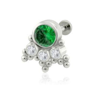 Threaded End and Labret Titanium Mercury Cluster Bezel setting Cubic Zirconia 16g 18g SMALL Back helix jewelry  and catilage piercing