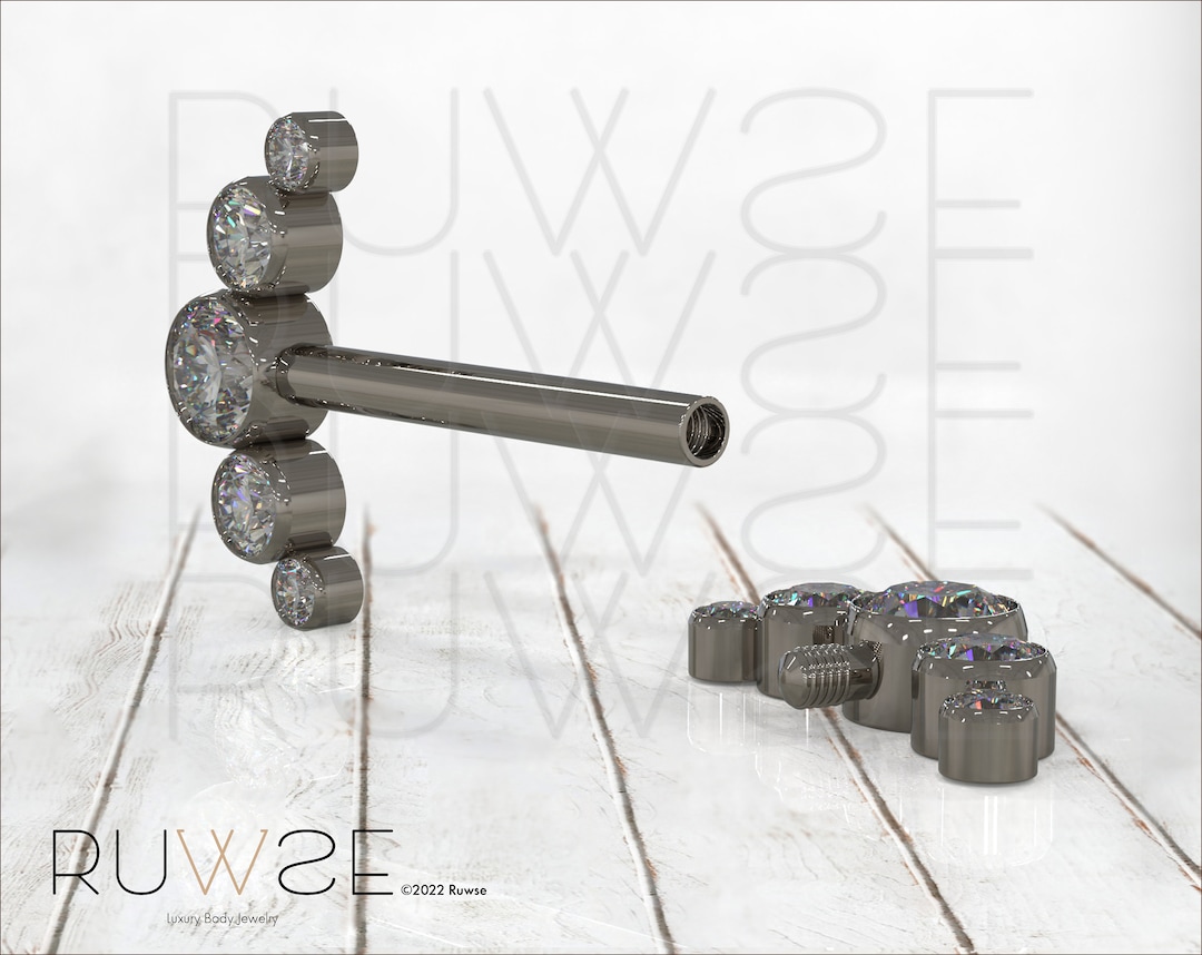 Nipple Ring Barbells Cluster A Pair 14g Titanium Nipple Threaded