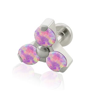 Extremo roscado y labret: titanio de grado de implante con engaste de ópalo Trinity END con labret roscado de 16 g o 18 g, labret trasero PEQUEÑO