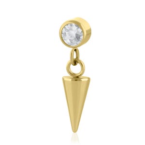 16g-18g Implant Grade Tytan Bezel-set CZ z kolcem zwisającym, wzór gwintu 0,9 mm, pasuje do naszych gwintowanych tylnych części 18g i 16g