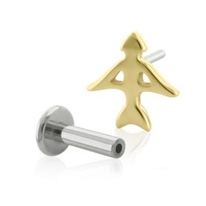 Draadloos uiteinde, labret massief 14 kt goud boogschieten END met titanium draadloze achterkant 20 tot 14 g kraakbeenpiercing kwaboorbel helixsieraden