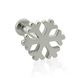 18g-16g Implant Grade Titanium Threaded Snow END & Labret, 16g or 18g SMALL Flat Back, (Top and Bottom) for earlobe piercings