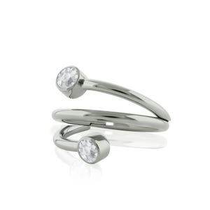 16g Titanium Side Facing Triple line Doble bezel set Cubic Zirconia Clicker ring  for Cartilage, Lobe Piercing, Hinged Hoop, Conch piercing.
