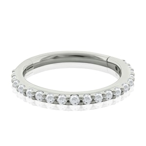 16g Implant Grade Titanium Side Facing Hinged Hoop with CZ for Daith, Helix, Cartilage and Lobe Piercings