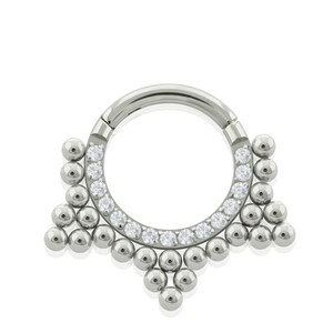 16g Titânio Frente Frente Multijoia, Septo de Zircônia Cúbica Multicontas, Cartilagem, Argola para Piercing de Lóbulo, Argola Articulada, Cristal Frontal, Brinco.