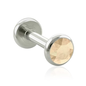Extremidade rosqueada e labret: titânio de grau de implante amarelo mel com configuração de bisel plano com extremidade de labret rosqueado de 16g ou 18g piercing nas costas grande