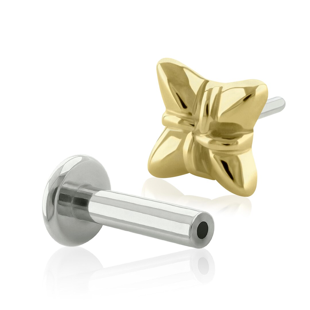 A Solid 14K Gold Star Knot Bagend With Implant Grade Titanium ...