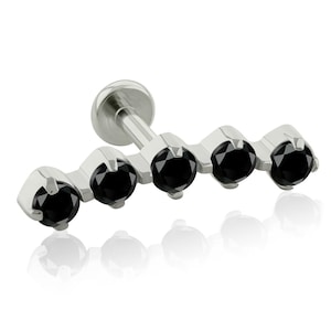 Threaded End and Labret Titanium Crecent Cluster Prong set Cubic Zirconia with 16g -18g SMALL Back helix jewelry  ear and catilage piercing