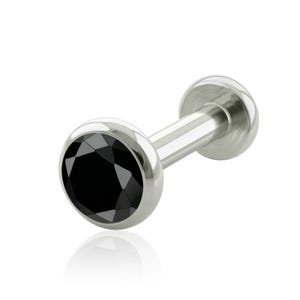 Extrémité filetée et implant de labret, titane, noir, gemme plate, de qualité supérieure, serti clos, avec 16 g ou 18 g de petit cartilage labret dorsal fileté
