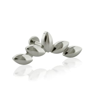 16g-18g Implant Grade Titanium Threaded Olive leaf cluster END & Labret, 16g or 18g BIG Flat Back (Top and Bottom)