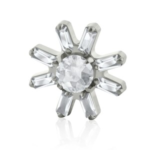 16g-18g Thread Accessories Titanium Sunflare Prong set CZ works with 18g and 16g threaded back