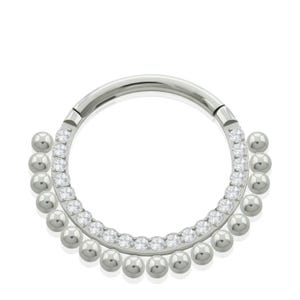 16g Titânio Astral Frente Frente Multijoia, Septo de zircônia cúbica, Cartilagem, Argola para piercing de lóbulo, Argola articulada, Cristal frontal, brinco.