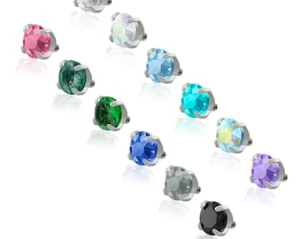 16g-18g Implant Grade Titanium 4 Prong-set Cubic Zirconia END with a 0.9mm threading pattern