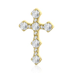 16g-18g Implant Grade Titanium Labret Top Celtic Cross Prong-Set Cubic Zirconia 0.9mm threading pattern