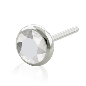 Threadless Accessories: Implant Grade Titanium Bezel setting White Gem 0.46mm Pin Size compatible with RUWSE Backs