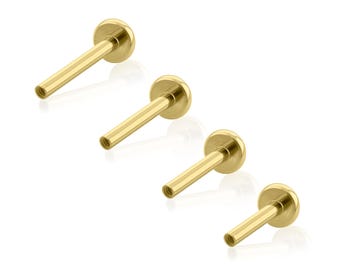 16 g implantaatkwaliteit titanium PVD goud plakstenen, grote labrets met schroefdraad aan de achterkant