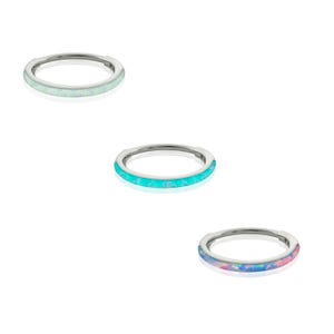Opal Clicker Ring 20g Titanium Clicker Side Facing Opal Nose hinged hoops, Earlobe earrings, Helix piercing, cartilage opal hoop earring