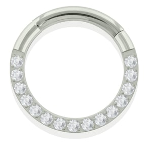 16g Implant Grade Titanium Front Cubic Zirconia Clicker ring for Daith, Helix, Cartilage, Septum and Lobe Piercings