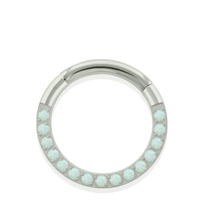 Anéis de clicker de opala frontal de titânio de grau de implante de 16 g para piercings Daith, Helix, cartilagem, septo e lóbulo
