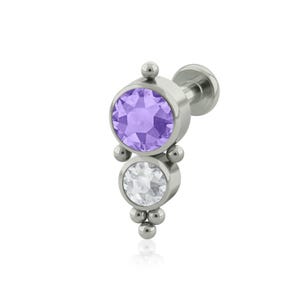 Threaded End and Labret Titanium Venus Cluster Bezel setting Cubic Zirconia 16g 18g SMALL Back helix jewelry  and catilage piercing
