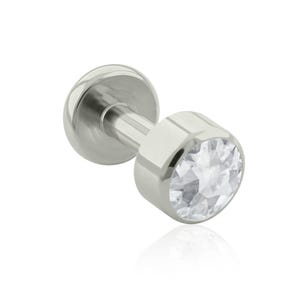 14g Internally THREADED Implant Grade Titanium with Cubic Zirconia bezel setting top, conch stud, lobe earring, cartilage jewelry Ear Studs