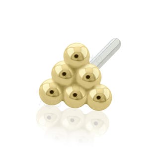 14Kt Solid Gold Triangle Bead END, works with 20g to 14g Ruwse Threadless backs