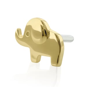 Solid 14K Gold Flat Elephant END compatible with Ruwse's 20g to 14g Threadless backs, Threadless Pin for push pin backs, Solid Gold Ends