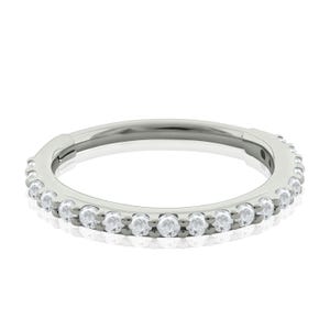Clicker Ring: 18g Titanium Side CLEAR Cubic Zirconia for Nose, Helix, Cartilage and Lobe Piercings