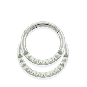 Anéis Clicker: 16g Titanium Double Pyramid Cuts Argolas articuladas para piercings de cartilagem, septo e lóbulo da orelha