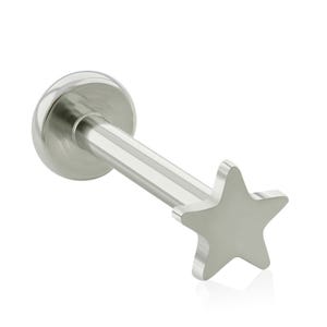 16g-18g Implant Grade Titanium Threaded Star END & Labret, 16g or 18g BIG Flat Back (Top and Bottom)