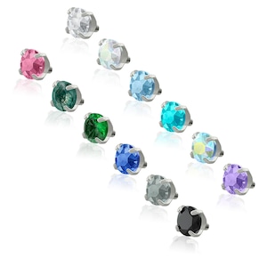 16g-18g Implant Grade Titanium 4 Prong-set Cubic Zirconia END with a 0.9mm threading pattern