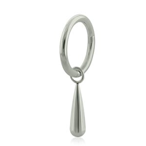 20g - 18g - 16g Huggie Hoop Earrings Titanium basic hoop with Drop charm for Helix, Cartilage and Lobe Piercings.