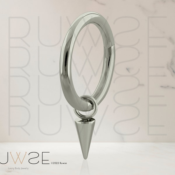 20g - 18g - 16g Huggie Hoop Earrings Titanium basic hoop with spike charm for Helix, Cartilage and Lobe Piercings.