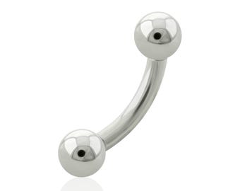 Curved Barbells: 14g Implant Grade Titanium Curved Barbell internally threaded, basic Navel curves, snake eyes, Christina, thick piercings.