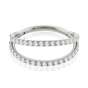 16g Titanium Clicker Side Facing prong-set Cubic Zirconia  hinged hoops, Earlobe earrings, Helix piercing, cartilage crystal hoop earring