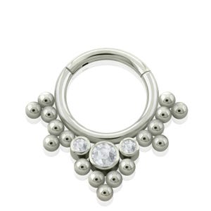 Argola articulada de titânio Júpiter de grau de implante de 16 g com múltiplas joias voltada para a frente, cartilagem, argola para piercing de lóbulo, anel de zircônia cúbica voltado para a frente