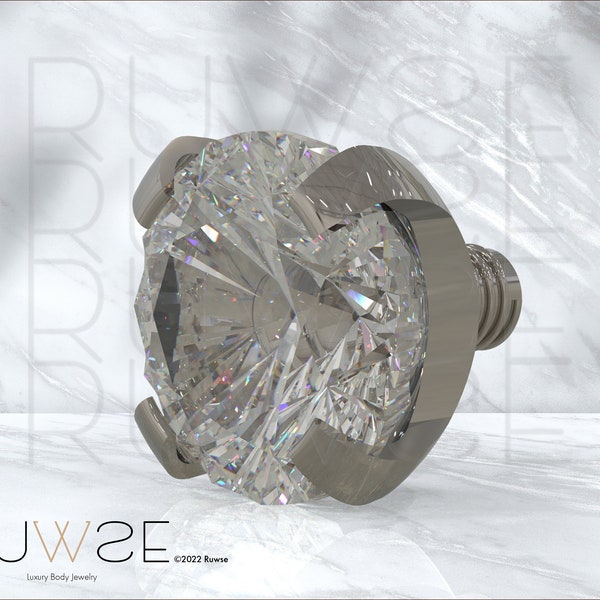 14g Threaded Accessories: Titanium Cubic Zirconia with 4 Prong setting and 1.2mm threading pattern works with 14g threaded backs from Ruwse