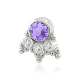 16g-18g Implant Grade Titanium Internally threaded Mercury Top, Bezel setting Cubic Zirconia, works only Ruwse's 18g and 16g threaded backs