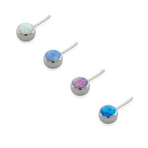 Threadless Accessories: Implant Grade Titanium Flat Bezel setting Opal for Nipple 0.46mm Pin Size