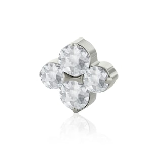 16g-18g Implant Grade Titanium Quadrinity END w Prong-set CZ 0,9 mm wzór gwintu pasuje do naszego 18g 16g gwintowanego tyłu (tylko góra)