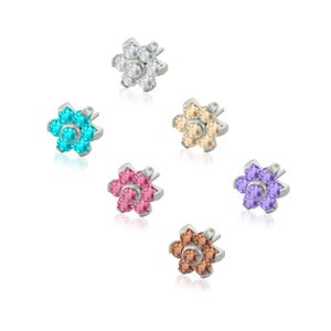 Threadless Accessories: Implant Grade Titanium Hexaflower Prong setting CZ compatible with RUWSE Backs
