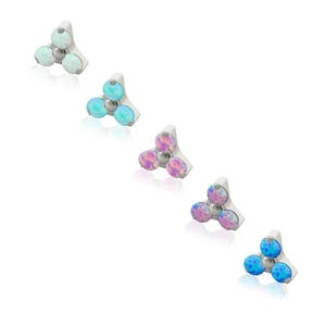 16g- 18g Threaded Accessories: Titanium Trinity Prong setting Opal 0.9mm threading pattern works with 18g and 16g threaded back.