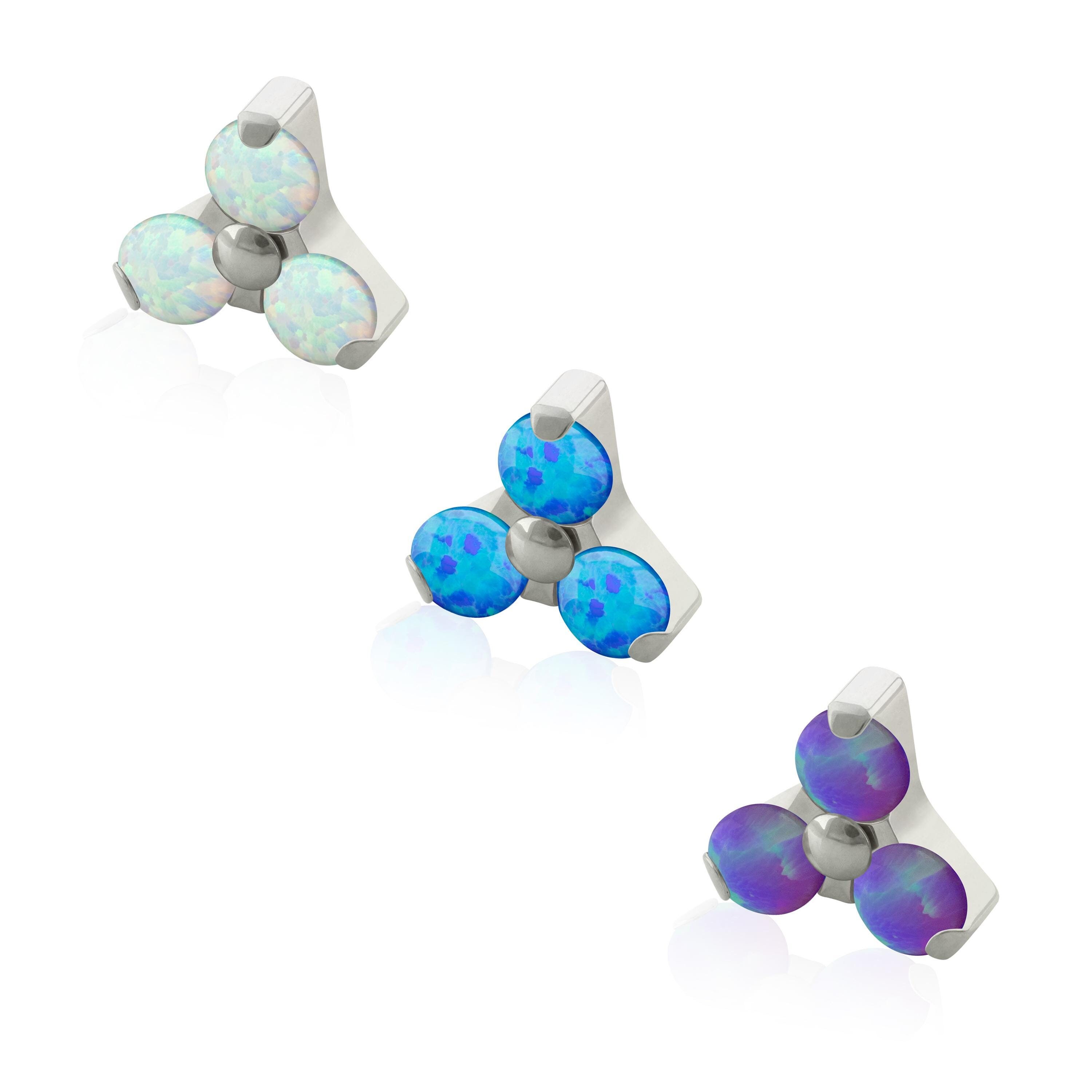 14g Threaded Titanium Top, Trinity Opal Prong Setting, 14g Dermal Top ...