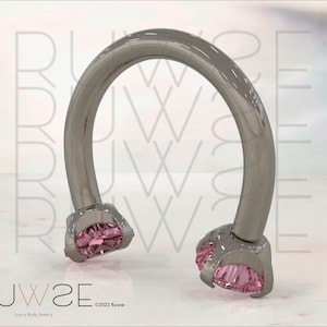 Barra circular em forma de ferradura de titânio de grau de implante de 16 g com rosca interna e ponta de zircônia com ponta rosa, anel de septo, arco de tragus Rook Daith