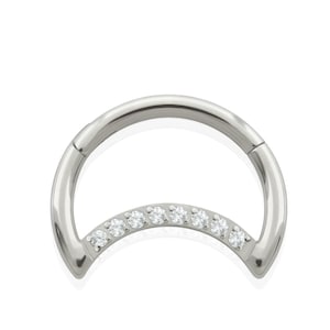 Piercings Daith, croissant de lune en titane de qualité implantaire, 16 g, multibijoux, zircone cubique