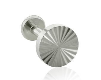 16 g-18 g titanium implantaat, platte strepen met schroefdraad END & labret, 16 of 18 g BIG platte achterkant (boven en onder)